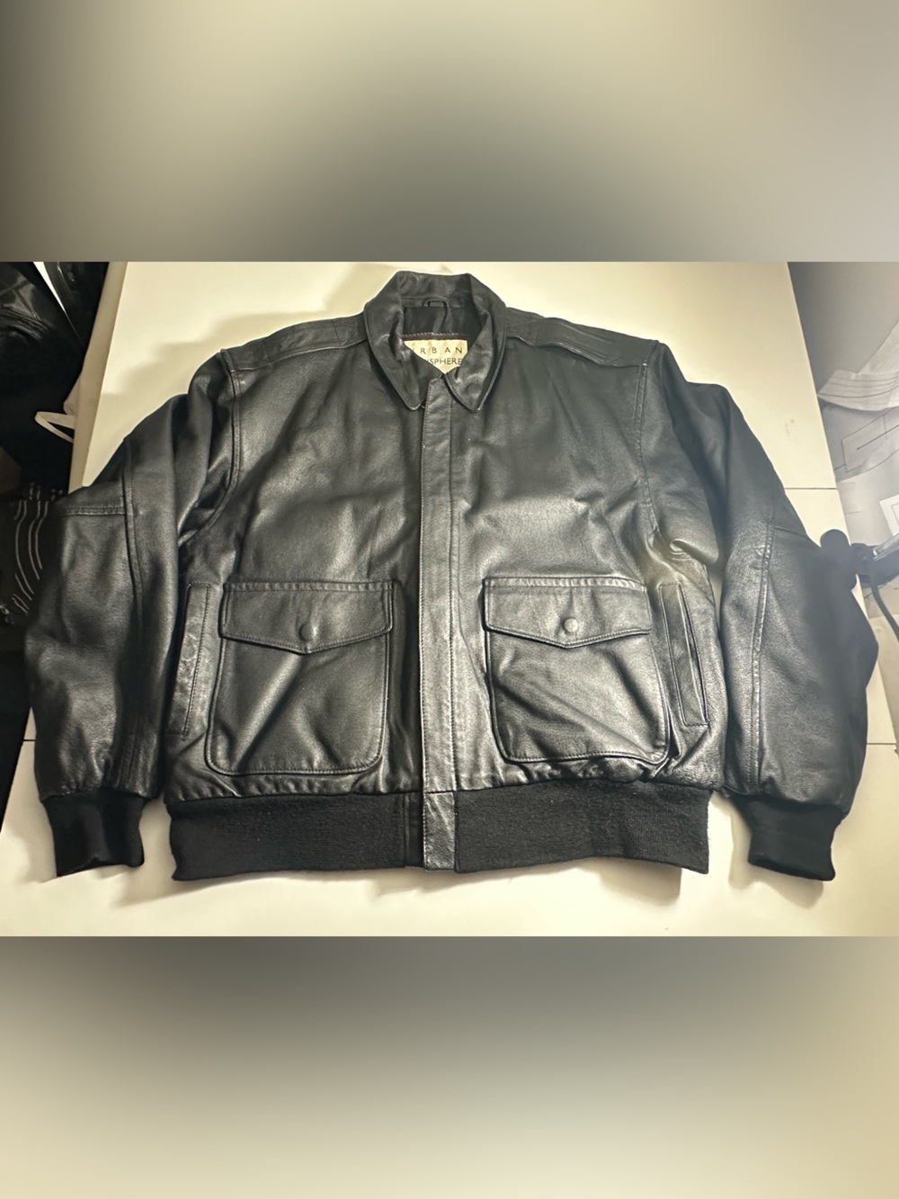 Men’s genuine Leather Bomber Jacket - Black